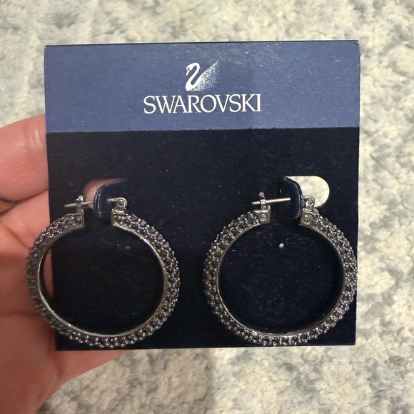 Swarovski Accessories - Swarovski gunmetal hoops